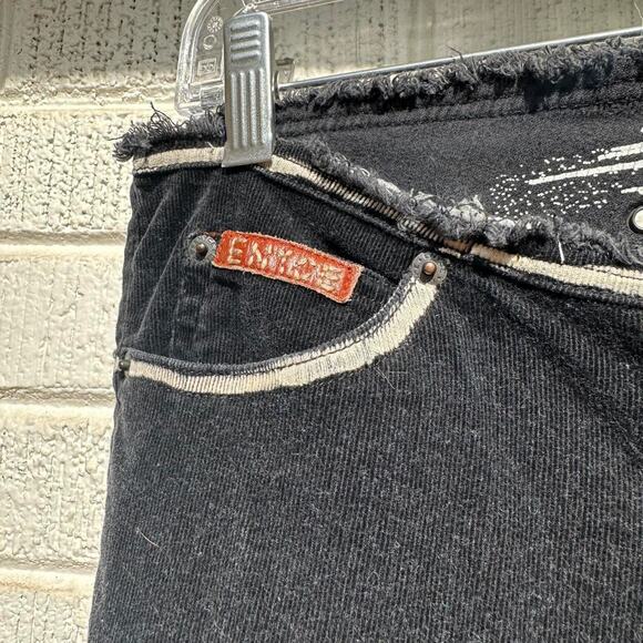 Y2K Lady Enyce Black Corduroy Low Rise Grommet Pants - Picture 3 of 5